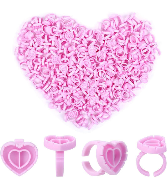 Pink heart glue rings